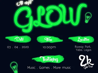 FLYER DESIGN - ALL NIGHT GLOW flyer design graphic design graphic designer poster design print design