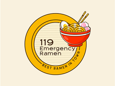 Emergency Ramen - Badge Logo Concept badge logo branding graphic design illustration illustrations logo ramen