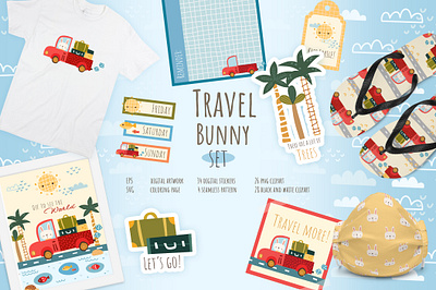 Tropical Travel Bunny Design stickers