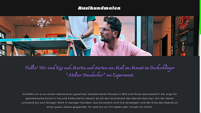Musikundmalen.de embeds my client's Twitch stream. design developer devtarik ui web design wordpress website