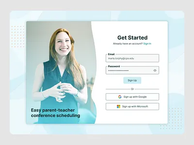 Sign Up app blue dailyui product design schedule scheduler sign up teacher ui uiux ux