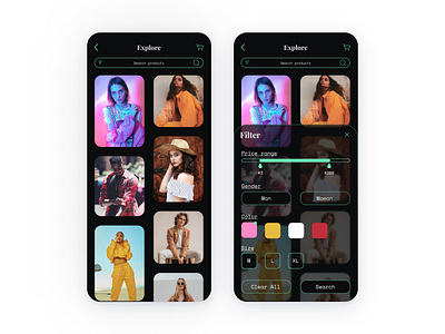 Ecommerce App Filter Product Concept. app clean clean ui dailyui ecommerce filter mobile ui uiux