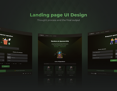 Landing page UI Design case study figma illustration landing page motion graphics speakers and sponsors ui