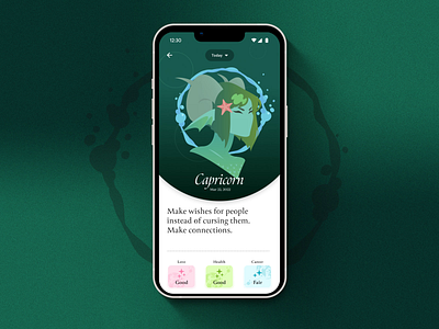 Illustrative Daily Horoscope App 2d 2d design after effects animation app art astrology branding capricorn concept design figma graphic design illustration illustrator motion graphics pisces ui virgo zodiac