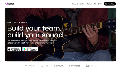 Vampr Redesign hero hero section minimal modern music music app trendy web design website design