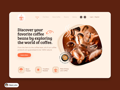 Coffee shop landing page - Hero Section coffee coffee bean coffee shop coffeeshop concept ecommerce espresso hero section home page landing page landingpage mobile online store starbucks ui uiux user experience userinterface ux website