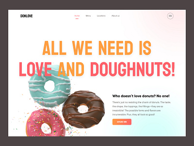 Donuts shop hero concept! donuts hero love minimal splash ui ux web webdesign website