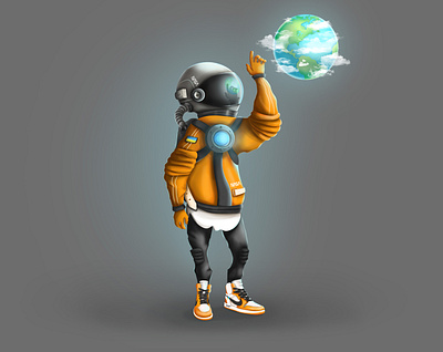 Astronaut 2d 2dart art astronaut character design drawing earth illustration peace ukraine world