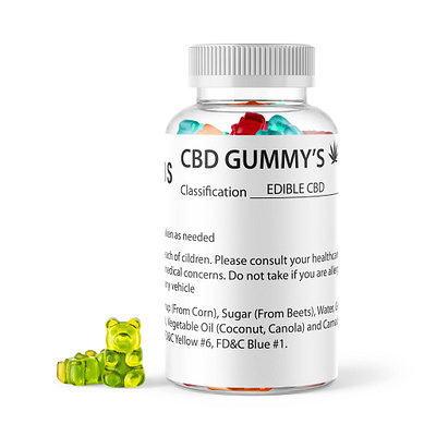 CBD Gummy Supplement Bottle Label branding design graphic design illustration typography