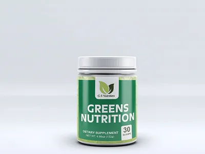 Greens Nutrition Supplement Bottle Label branding design graphic design illustration typography