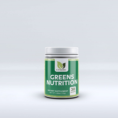 Greens Nutrition Supplement Bottle Label branding design graphic design illustration typography