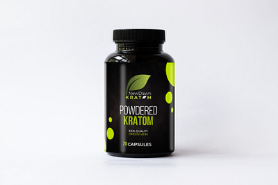 Powdered Kratom Supplement Bottle Label branding design graphic design illustration typography