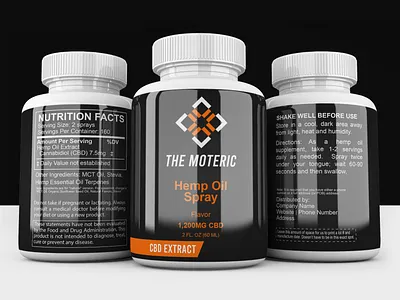 The Moteric Supplement Bottle Label branding design graphic design illustration logo typography vector