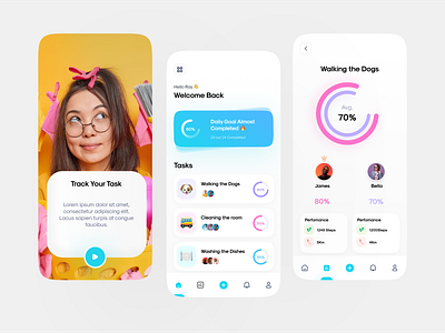 Activity Tracker App activity app design chores clean daily task feed goal jogging management minimal statistics stats task tracker ui