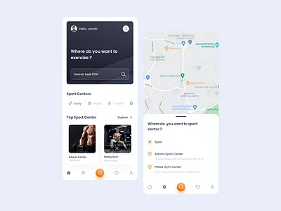 Sports Center Mobile App app body clean crossfit design exercise fitness fitness center health mobile muscle plates sport sports sports app training training app ui ux