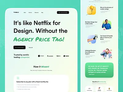 Thisux - Unlimited Design Service as Subscription branding clean design design agency digital agency illustration landing page one page pricing page saas spikeysanju thisux ui ui design ui ux design ux ux design web web agency