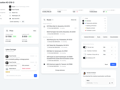 ERP / Fleet management system checkbox clean dashboard design system details dropdown element erp filters popup price product product design search sorting table tag ui