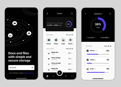 Mobile Storage App app design mobile mobileapp storage storageapp ui