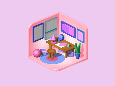 Mini room (Spline) 3d design isometric uidesign