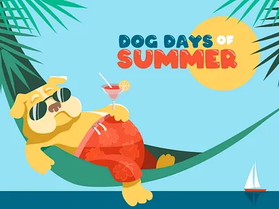 Dog Days of Summer cartoon cute design illustration kids summer vacation vector