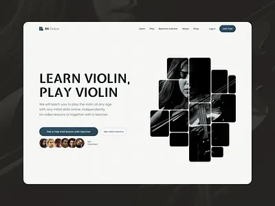 BK Online — Violin Playing School bk online clasic course edtech education home page design learning lesson music school online courses online education online school ui violin web design web page web site webdesign webpage website