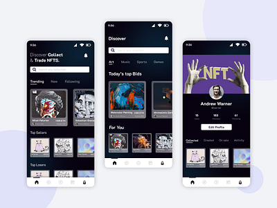 NFT Mobile App UI design mobile app mobile app design mobile application nft nft mobile app nft mockup ui uiux design ux