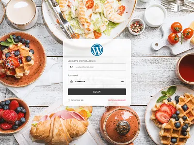 Default Login Screen for WordPress branding clean design dribbble flate food login loginpress logo pixels plugin template ui ux wordpress