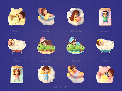 Goodnight 3d branding c4d goodnight icon logo mobile night sleep ui uilab