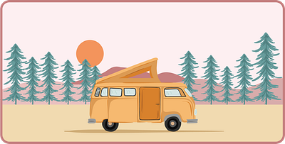 Camping In A Van art design digital art digital illustration flat illustration graphic design illustration illustration art print design ui vector vector art vector illustration