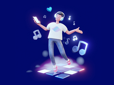 Stanley Man | Music is life 3d blender character design headphones illustration love man music service