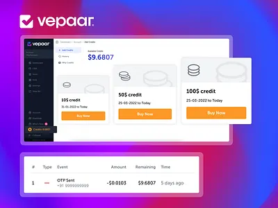 Vepaar - Credits 7span branding credits crm design dribbble illustration shot ui ux vepaar whatsapp