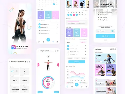 Workout & Fitness App UI Screens fasting