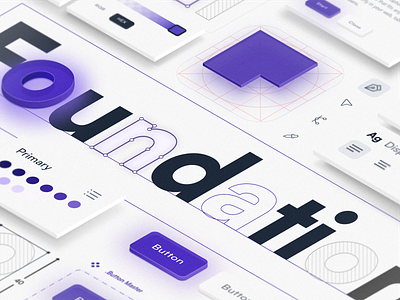 Foundation 3d branding design design system font graphic graphic design illustration isometric logo mark purple ui ux vector