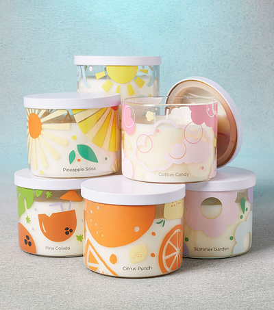 Summer Candle Labels // JOANN Stores graphic design illustration packaging