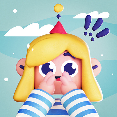 3D autoportrait 3d 3d illustration autoportrait blond girl character design cinema4d experimentation illustration mixed media redshift sailor