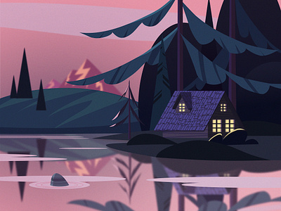 warm evening 2d design graphic design illustration vector