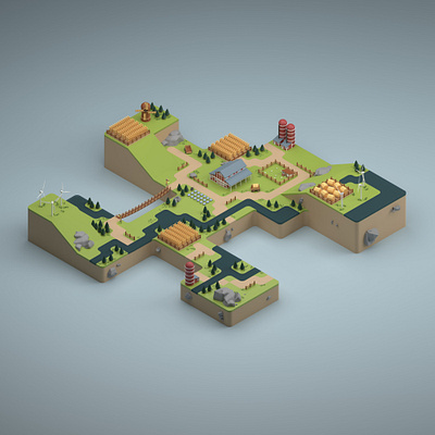 Farm 3d barn blender blender3d chicken clean creative crops design digital farm mill render simple solar wheat wind