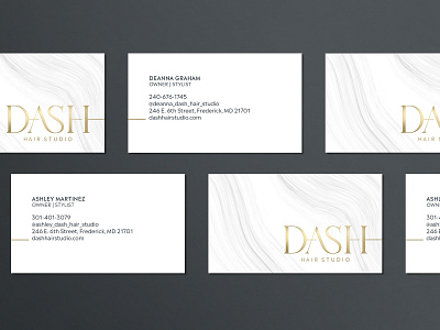 Dash Hair Studio Business Cards beauty beauty salon brand branding business card business card design business cards collateral design design gold foil hair salon hair studio identity logo logo design print salon