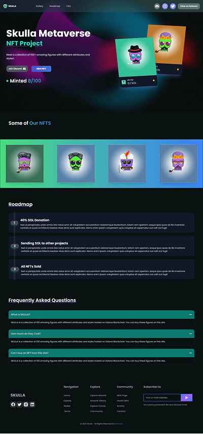 Solana Minting DAPP block chain crypto minting nft ui website