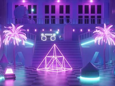 Retrowave Synth Neon Metaverse Design 3d 3d art 3d illustration 3d modeling design game game art game environment illustration lighting metaverse modeling neon neon lighting retro retrowave synth synthwave