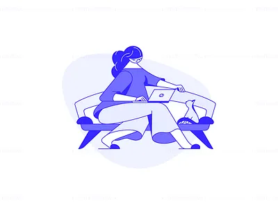 Distant work and education illustration concept character design distant education homeoffice illustration online vector work