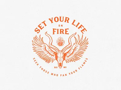 Incendia Typography badge badge design badge lockup drawing fire illustration philosophy procreate quote retro skull type type design typography vintage wings