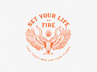 Incendia Typography badge badge design badge lockup drawing fire illustration philosophy procreate quote retro skull type type design typography vintage wings