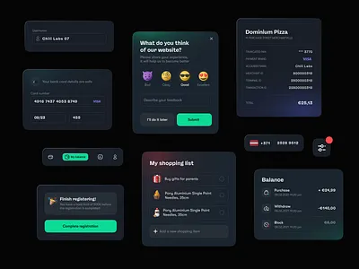 App component 3d app card details dark theme icon input list mobile app shooping tab bar ui