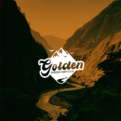 Golden Riverside Campground brand brand design branding clean designer flat graphic design illustrator logo logo design minimal minimalist mountain mountains photoshop