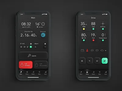 Car App Neumorphism Concept app black car dark mode neumorphism ui