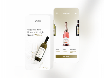 wino button commerce design green landing page minimal mobile design onboarding screen ui user interface ux wine