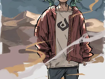 Sand Planet anime illustration my art painting