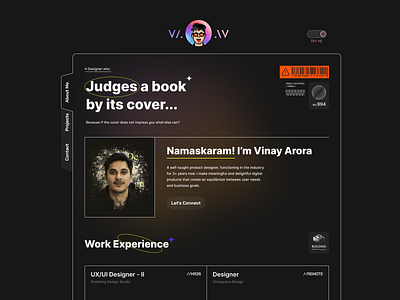 Personal Website angular animation black dark mode design gif perosnal website preview research resume toggle ui user experience user interface video website website design works