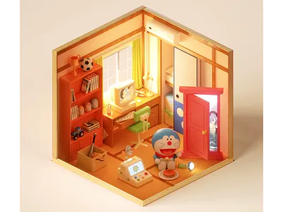 ドラえもん Room. 3d c4d doraemon octane
